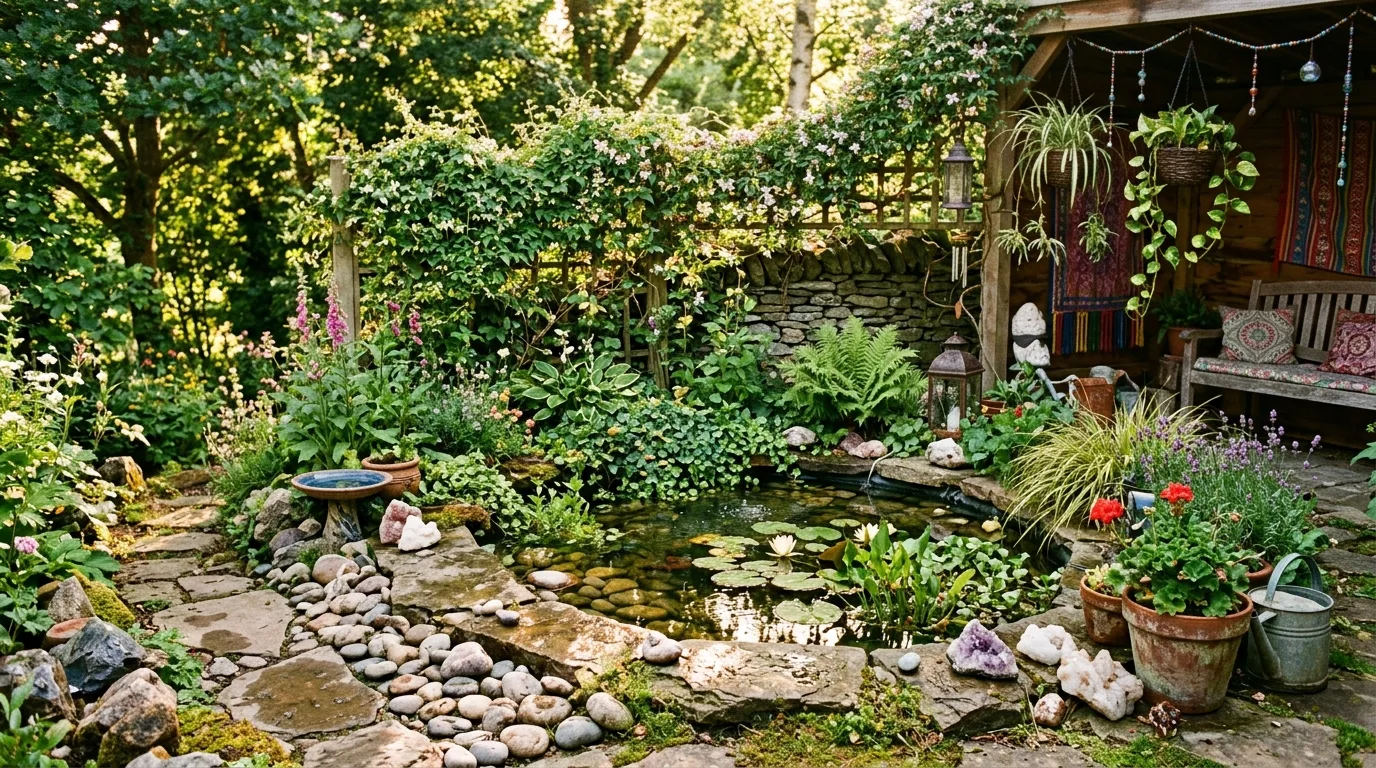 Hippie Garden Corner With Pond